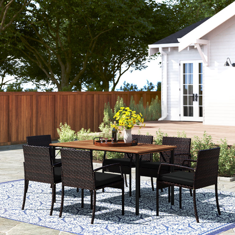 Patio table best sale with six chairs